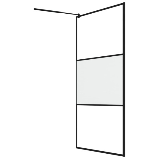 vidaXL Dusjvegg 115x195 cm halvfrostet ESG-GLASS SVART