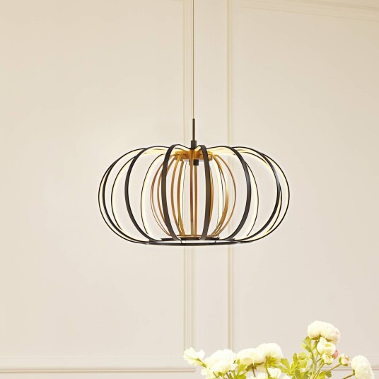 Lucande LED-hengelampe Birger Ø 39 cm svart/gull