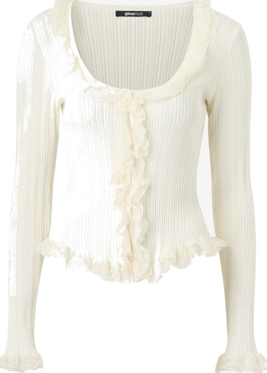 Gina Tricot Kardigan Knitted Lace Cardigan Natur