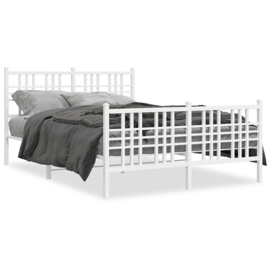 Sengeramme i metall med hode- og fotgavl hvit 120x190 cm 8721012373525