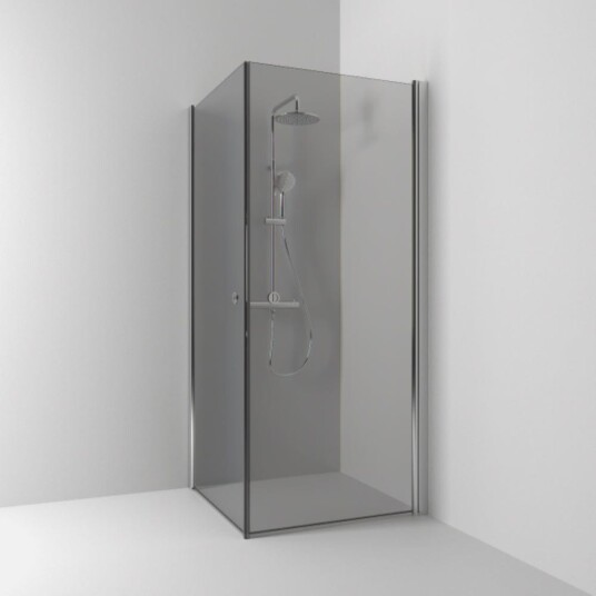 Svedbergs Skoga Dusjhjørne Rett 90x90 cm, Alu Blank/Røykglass Svedbergs Skoga Dusjhjørne Rett 90x90 cm, Alu Blank/Røykglass