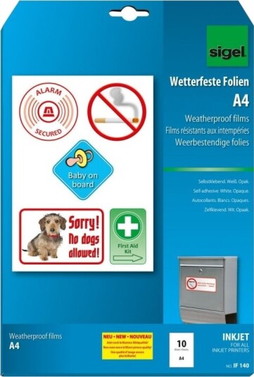 Sigel If140 Hvit Selvklebende Skriveretikett A4 Blekkdyse 270 Μm 10 Ark