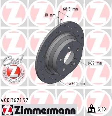 Bremseskive ZIMMERMANN 400.3621.52