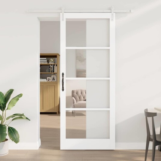 vidaXL Skyvedør med Hardware Sett 'ORKDAL'Hvit Solid Tre & Glass