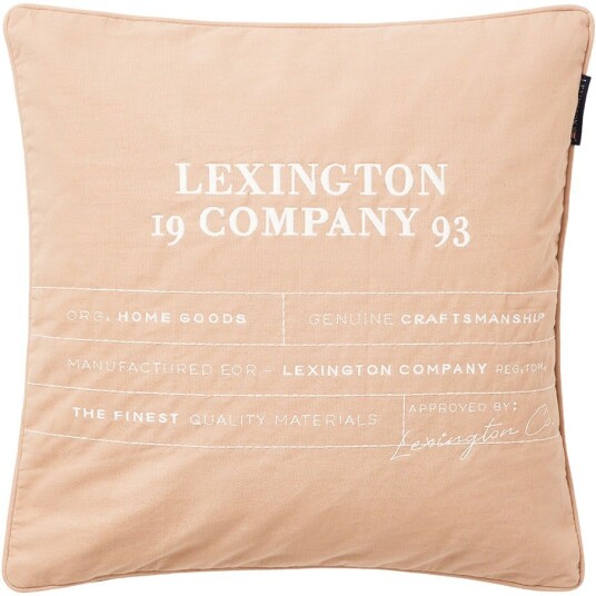 Lexington Logo Organic Cotton Canvas Putetrekk 50x50 cm Hvit/Beige