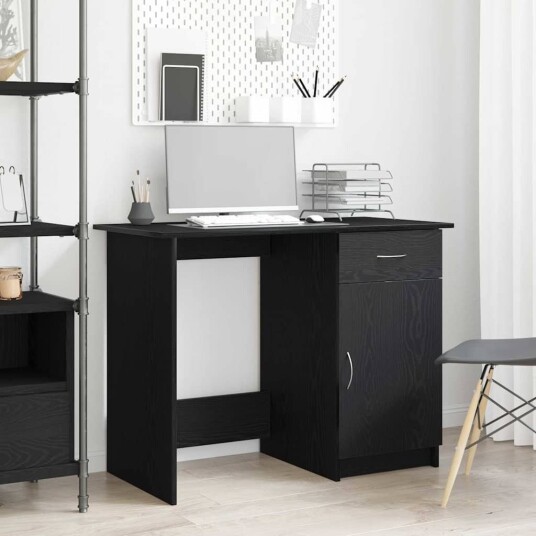  Skrivebord i svart eik 100x50x76 cm laget av tre