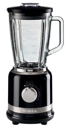 Ariete Moderna 1000W Blender med Glasskanne, Isknusingsfunksjon, 1,5L, Svart