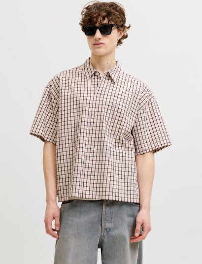 Jack & Jones Jorsavona Austin Shirt Ss Styd Ss26   Cream   L