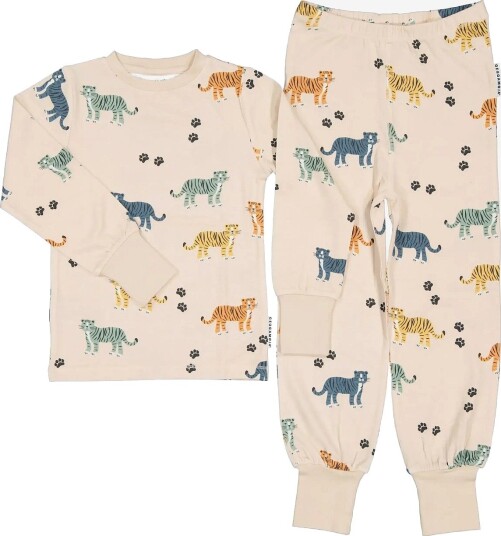 Geggamoja Bamboo Two Piece Pyjamas   BEIGE TIGER   122/128
