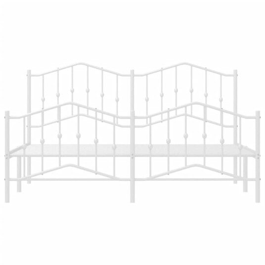 vidaXL Sengeramme i metall med hode- og fotgavl hvit 160x200 cm 8721012211681