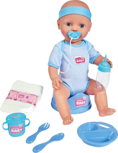 New Born Baby Dukke Gutt med Tilbehør Blå New Born Baby Dukke Gutt med Tilbehør Blå