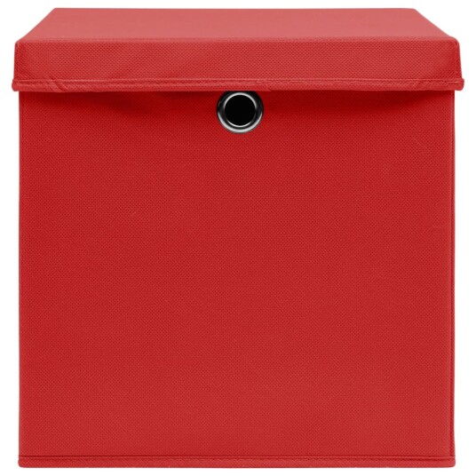 vidaXL Oppbevaringsbokser med deksler 10 stk 28x28x28 cm rød vidaXL Oppbevaringsbokser med deksler 10 stk 28x28x28 cm rød
