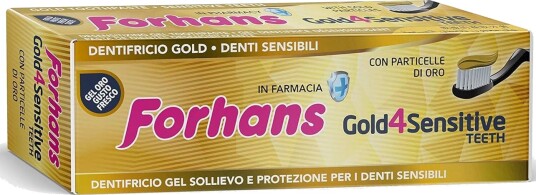 Tannkrem mot Isninger FORHANS Gold4Sensitive Teeth Tannkrem for sensitive tenner med Guldpartikler 75 ml. Tannkrem mot Isninger FORHANS Gold4Sensitive Teeth Tannkrem for sensitive tenner med Guldpartikler 75 ml.