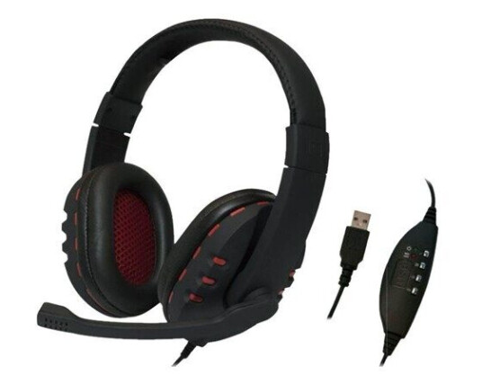 LogiLink Stereo headset 1x USB-A plug boom microphone gaming Svart/Rød LogiLink Stereo headset 1x USB-A plug boom microphone gaming Svart/Rød
