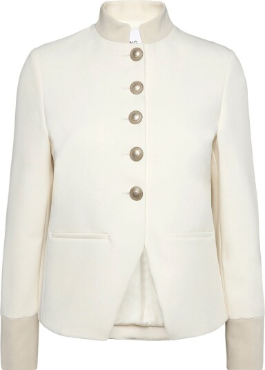 Mango Jacket With Jewel Button Strip Collar Cream S