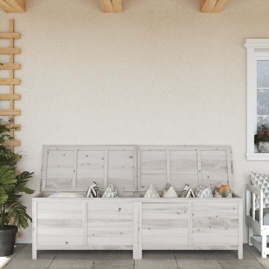 vidaXL Putekasse hvit 198,5x50x56,5 cm heltre gran