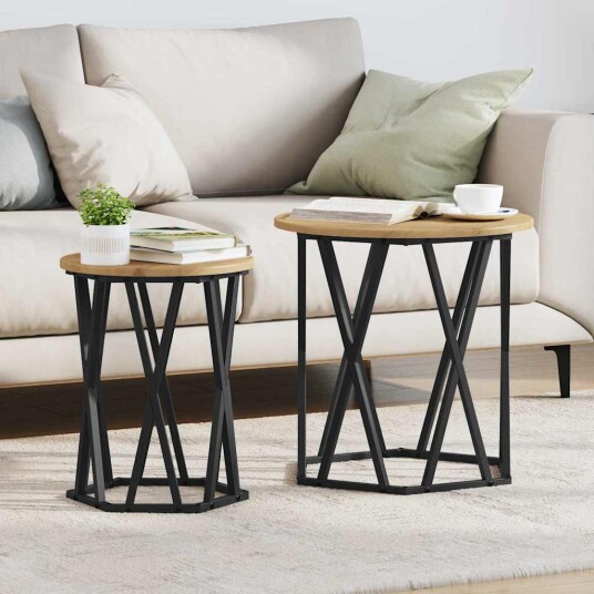 Sidebord 2 stk i Artisan Eik Konstruert Tre