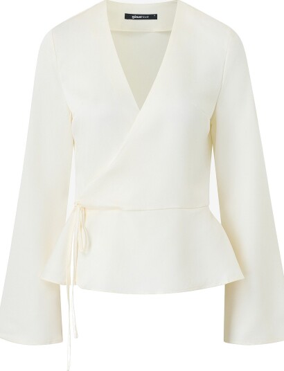Gina Tricot Bluse Satin wrap blouse Natur