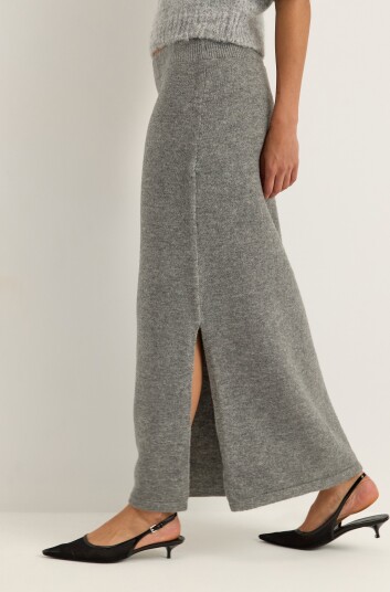 Pieces Pcsally Mw Ankle Skirt Knt Cp Bc Grey S