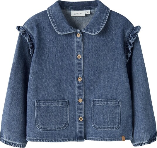 Lil"Atelier Nmfobello Ls Loose Overshirt 1144 Se Lil   DARK BLUE DENIM   116