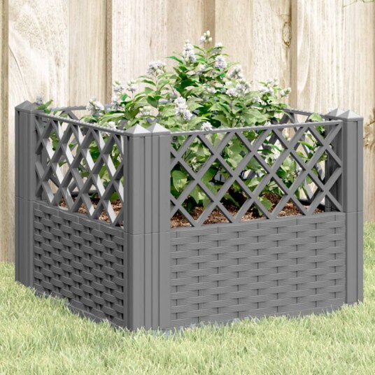 Plantekasse med plugger lysegrå 43,5x43,5x43,5 cm PP