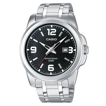 Casio Herreklokke MTP 1314PD 1AVEF Collection Sort/Stål Ø45 mm