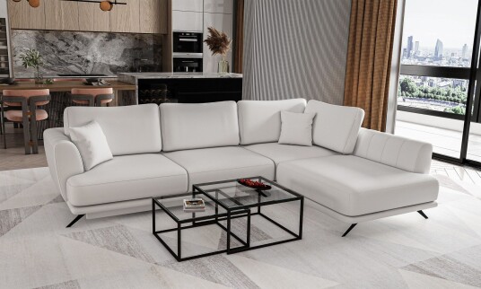 Larde sofa med Sjeselong Høyre Hvit Larde sofa med Sjeselong Høyre Hvit