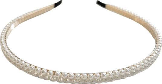 DARK Pearl Hair Band Row White Pearl