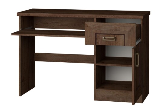 Skrivebord Borek 118 cm med Oppbevaring Skuffer+Hylle+Skap Lysebrun