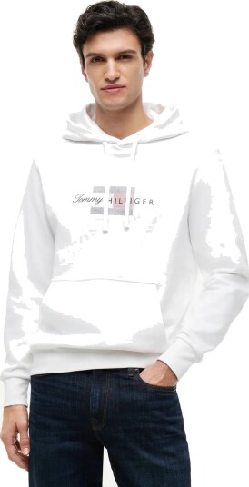 Tommy Hilfiger Script Flag Hoodie   White   XXL