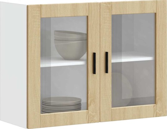  Veggmontert kjøkkenskap med glassdør Porto sonoma eik 8721158424365