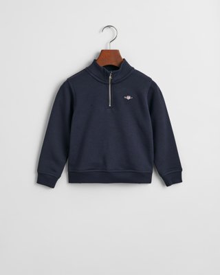 GantKids Shield Sweatshirt med halv glidelås EVENING BLUE 110/116