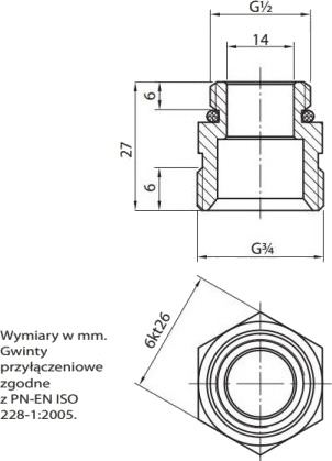 Perfexim Nippel Til Fordelingsbjelke 1/2" X 3X4" Pn10 748
