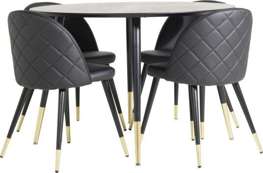 Venture Home Spisegruppe Venture Home Disa Rund med 4 Valentina Stoler Lær GR843