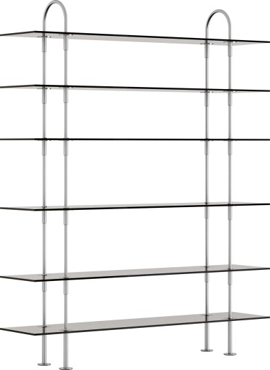 Keen Hyllesystem Med 6 Hyller 160 cm Satengpolert Rustfritt stål / Tonet Glass