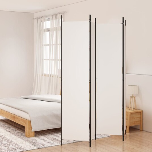vidaXL Romdeler 4 paneler hvit 200x220 cm stoff