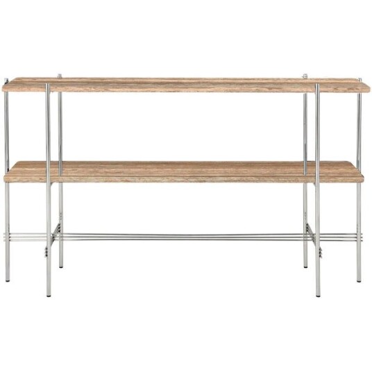 Gubi TS Console Sidebord 120x30x72 cm Polert Stål / Varm taupe Travertin