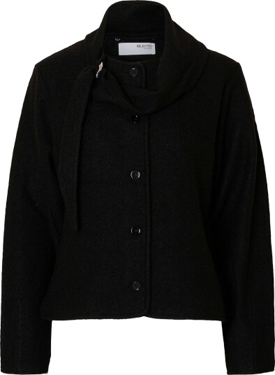 Selected FEMME - Kardigan slfDarla LS Knit Jacket - Svart