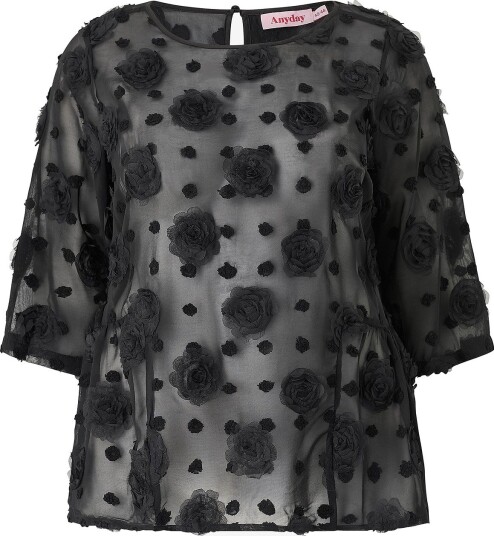 Anyday   Kortermet bluse Any Ayani 495   Blouse   Svart