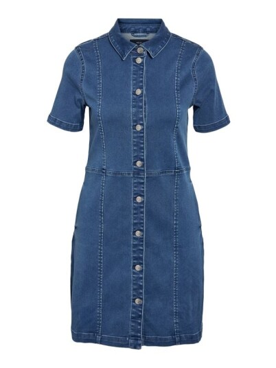 Noisy May Kort kjole NMNISA S/S SLIM DENIM DRESS VI526BL NOOS XS til XL Damer blå