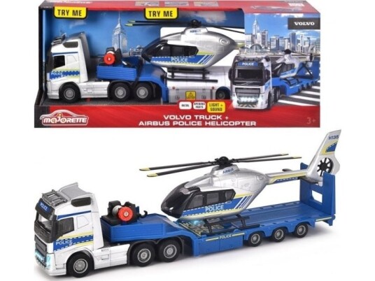 Majorette Majorette Grand Volvo Politibil Med Tilhenger Og Helikopter