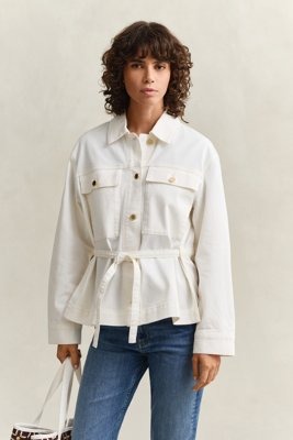 GANT Denim Jacket With Tie Detail Cream L