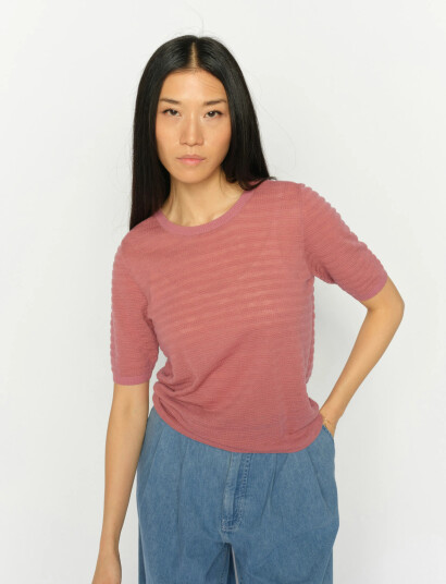 MOS MOSH Mmbouch Dotty Ss Knit   Pink   L
