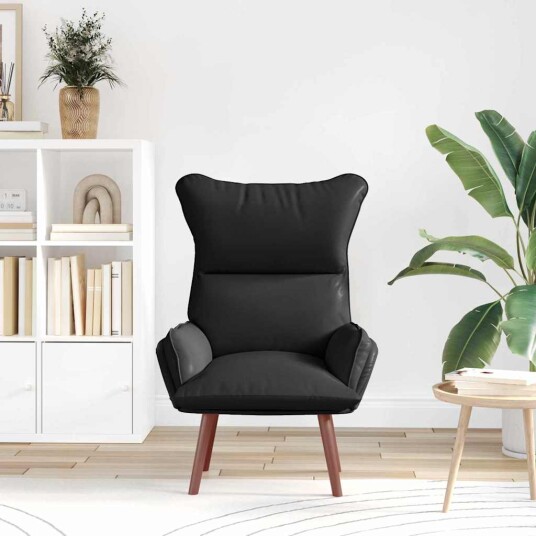 Avslappende stol Svart 69 x 74 x 93 cm Kunstlær Avslappende stol Svart 69 x 74 x 93 cm Kunstlær