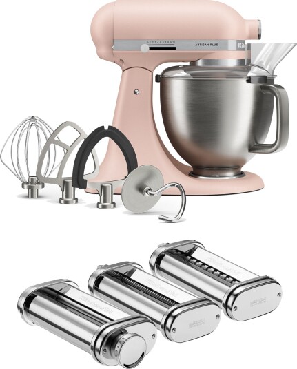 Kitchenaid Artisan Plus kjøkkenmaskin med pastasett 4,7 liter feather pink