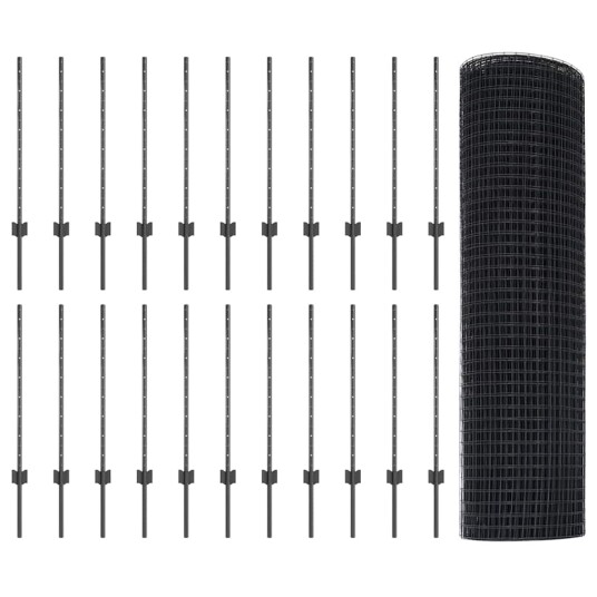 Gjerde med innlegg. Grå 0.8 x 50 m Stål