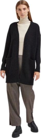 Selected Femme Lulu strikket lang cardigan Svart XS