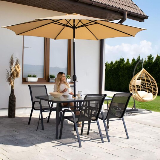 Hageglassbord 120x70 cm, for terrasse og hage, herdet glass, paraplyhull, MultiGarden Hageglassbord 120x70 cm, for terrasse og hage, herdet glass, paraplyhull, MultiGarden