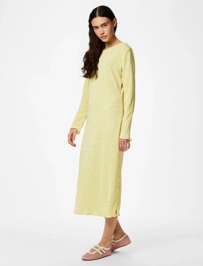 Pieces Pcflora Ls Midi Dress Jrs Noos Bc Yellow XL Pieces Pcflora Ls Midi Dress Jrs Noos Bc Yellow XL