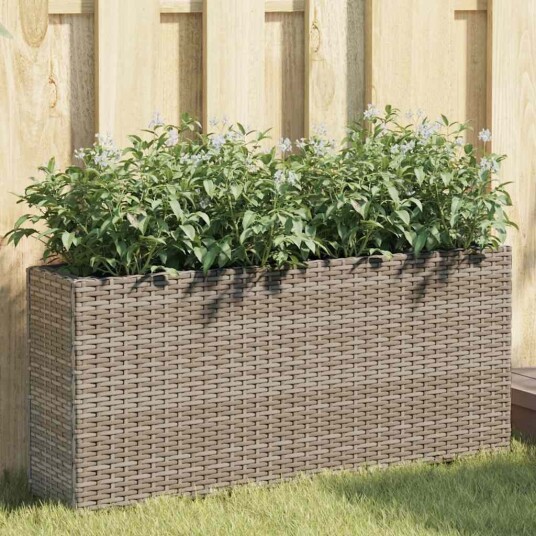 Plantekasser med 2 potter 2 stk grå 90x20x40 cm polyrotting Plantekasser med 2 potter 2 stk grå 90x20x40 cm polyrotting
